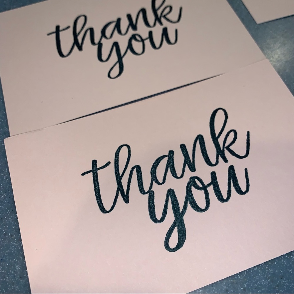 💕NEW! 20 Simple Pink Hand Stamped Thank You Cards - Picture 13 of 13
